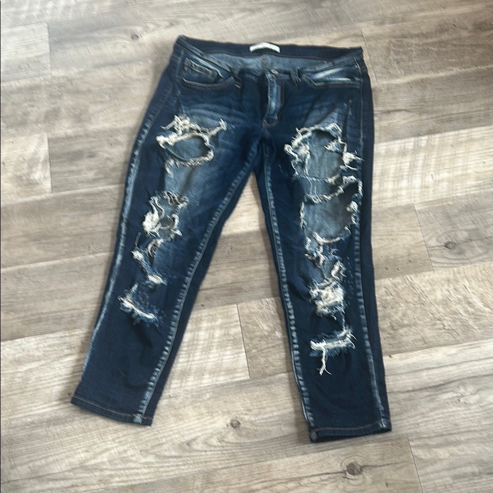 Distressed Blue Jeans